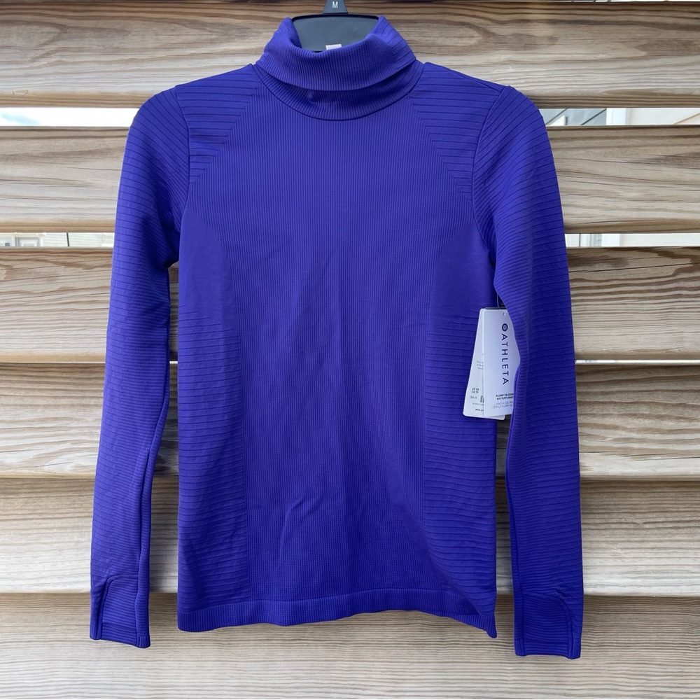 Athleta purple Flurry Blizzard Rib Turtleneck activewear top Women XS NWT